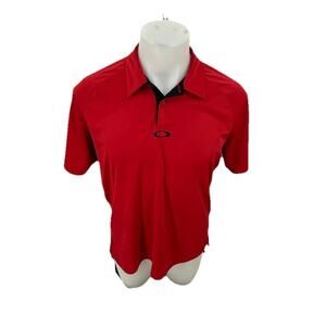 Oakley Polo Men Medium Red Short Sleeve Collared Athletic T-Shirt O1v
